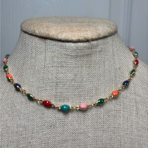 Multi Color Enamel Choker Necklace